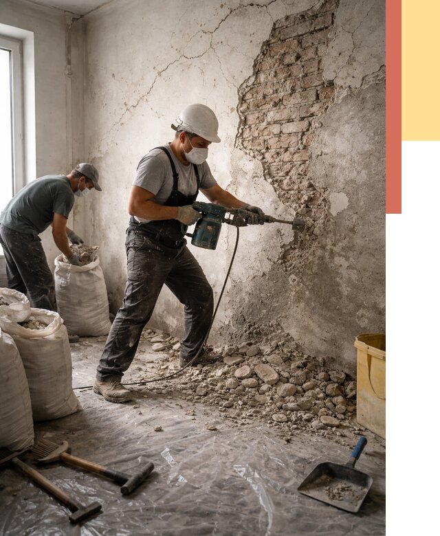 Демонтаж штукатурки со стен в Горячем Ключе от 7440 руб/м² — быстро и недорого | ОТДЕЛОЧНИК-Грч