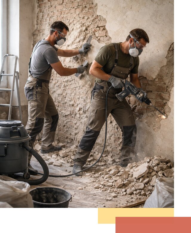 Демонтаж штукатурки со стен в Горячем Ключе быстро и аккуратно