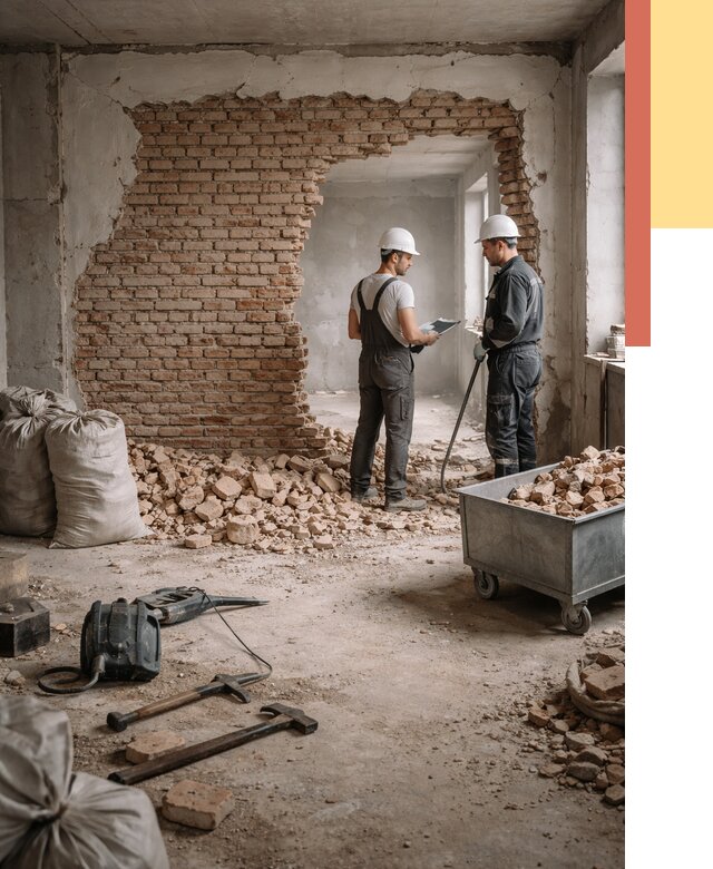 Демонтаж кирпичных стен в Горячем Ключе от 4340 руб. — быстро, недорого, под ключ | ОТДЕЛОЧНИК-Грч