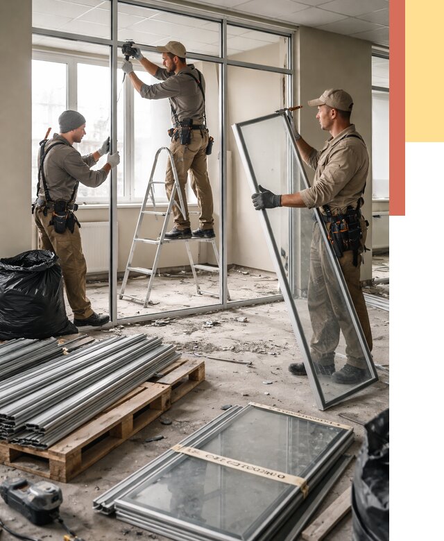 Демонтаж алюминиевых перегородок в Горячем Ключе от 4340 руб. — быстро и недорого | ОТДЕЛОЧНИК-Грч