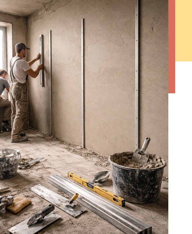 Штукатурка стен по маякам в Горячем Ключе от 5683 руб./м² — выравнивание под ключ | ОТДЕЛОЧНИК-Грч