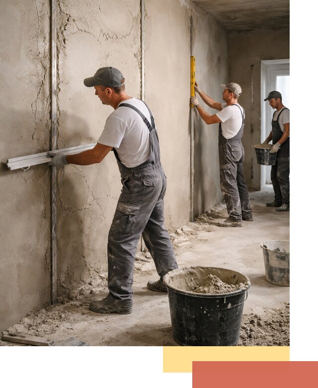 Штукатурка стен по маякам в Горячем Ключе — точная и ровная поверхность