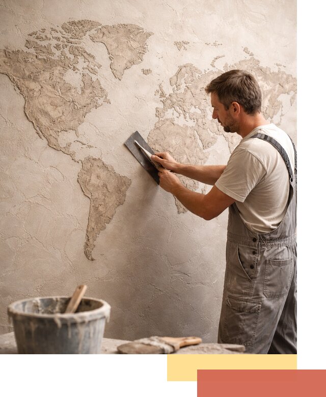 Декоративная штукатурка «Карта мира» под ключ в Горячем Ключе