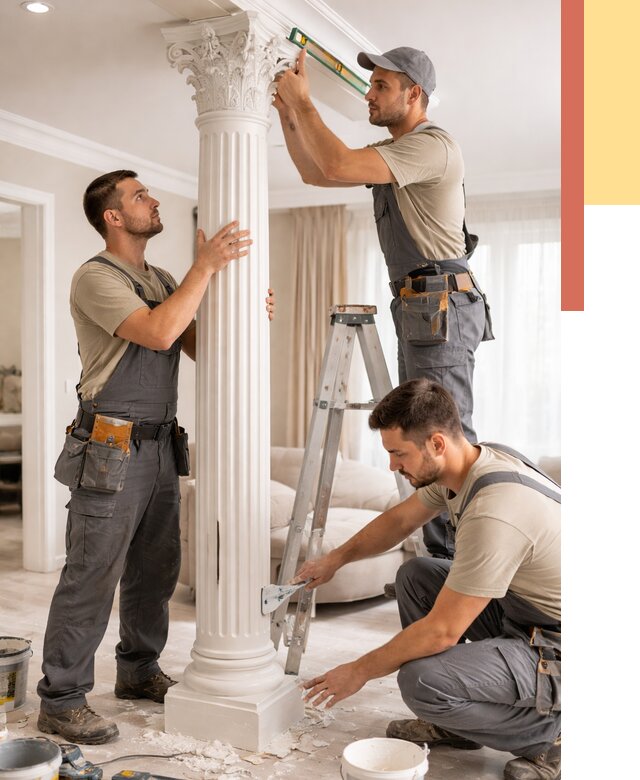 Установка декоративных колонн в Горячем Ключе от 12400 руб. под ключ | ОТДЕЛОЧНИК-Грч