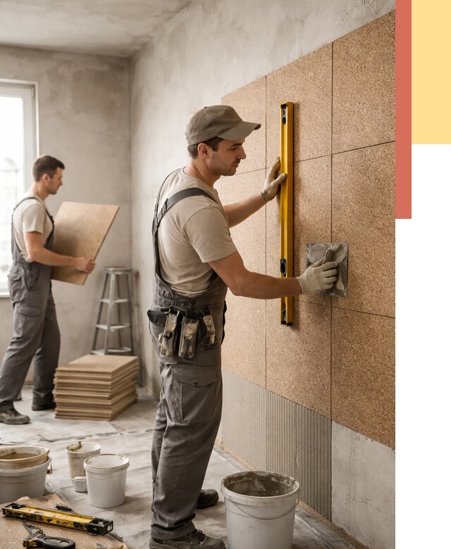 Монтаж пробковых панелей на стены в Горячем Ключе от 3617 руб. — ОТДЕЛОЧНИК-Грч