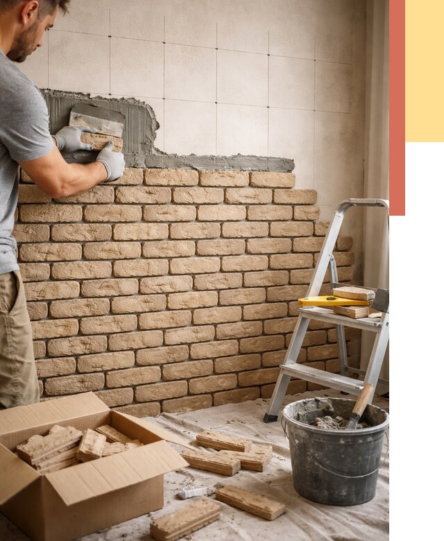 Монтаж декоративного кирпича в Горячем Ключе от 3307 руб./м² — быстро и недорого | ОТДЕЛОЧНИК-Грч