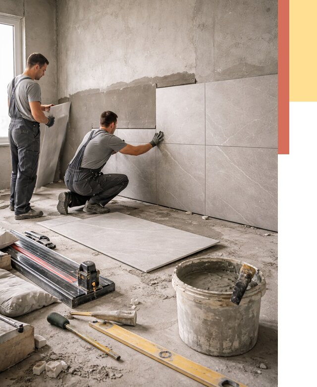 Облицовка стен керамогранитом в Горячем Ключе от 4340 руб./м² — услуги под ключ | ОТДЕЛОЧНИК-Грч