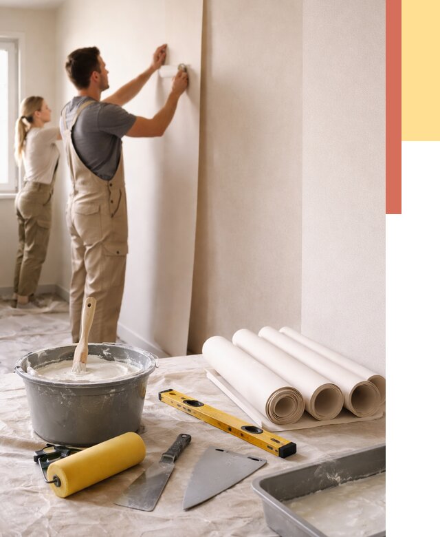 Поклейка бумажных обоев в Горячем Ключе от 5683 руб./м2 — быстро и недорого | ОТДЕЛОЧНИК-Грч