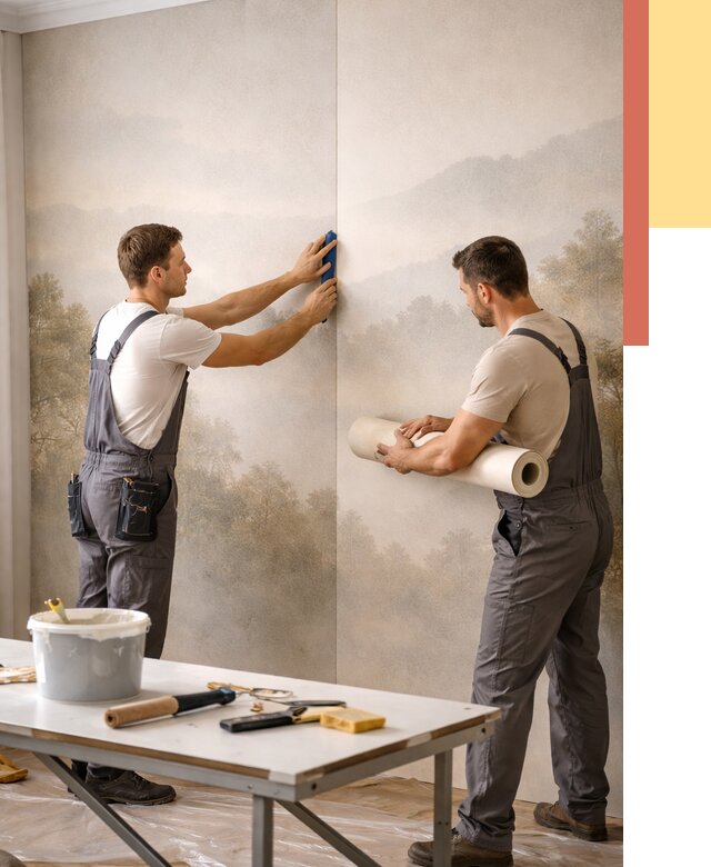 Поклейка фотообоев в Горячем Ключе от 8783 руб/м² — быстро и недорого | ОТДЕЛОЧНИК-Грч