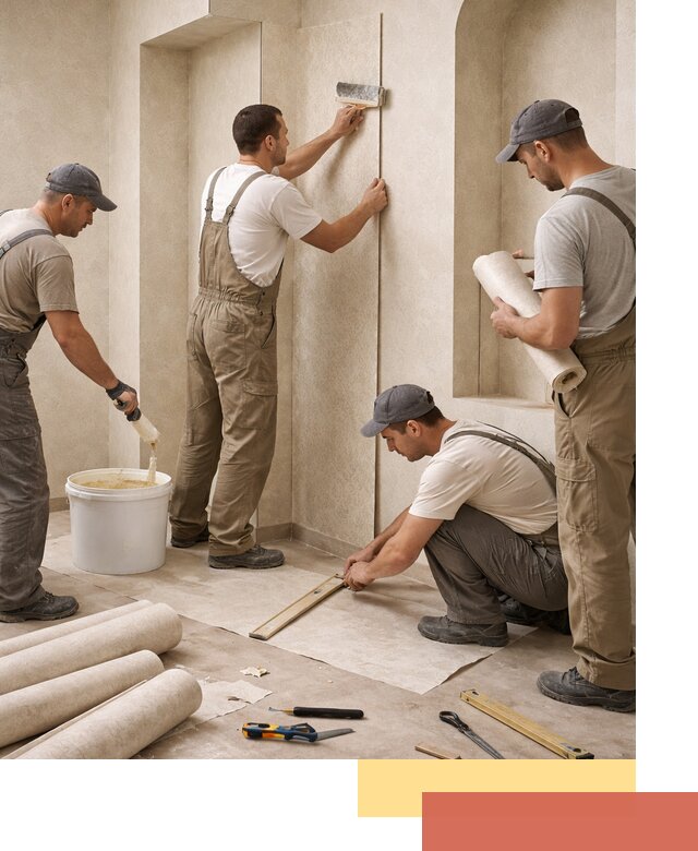 Поклейка обоев на сложные стены и неровные поверхности в Горячем Ключе