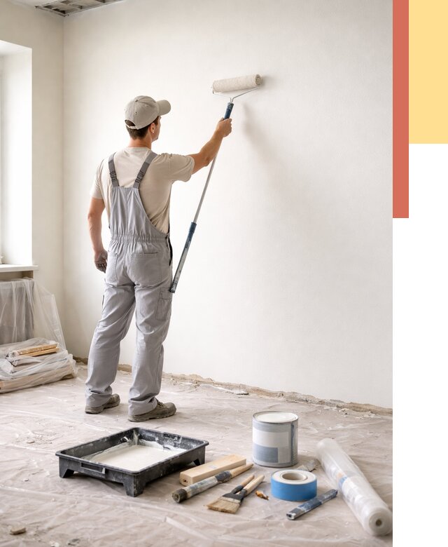 Покраска стен водоэмульсионной краской в Горячем Ключе от 465 руб. за м² | ОТДЕЛОЧНИК-Грч