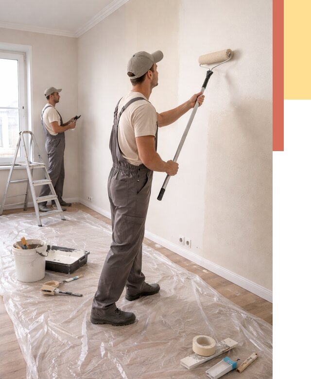 Покраска стен акриловой краской в Горячем Ключе от 3617 руб./м² — быстро и недорого | ОТДЕЛОЧНИК-Грч