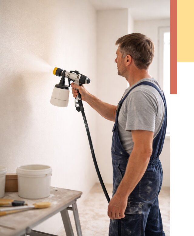 Покраска стен краскопультом в Горячем Ключе от 7750 руб. — механизированная покраска | ОТДЕЛОЧНИК-Грч