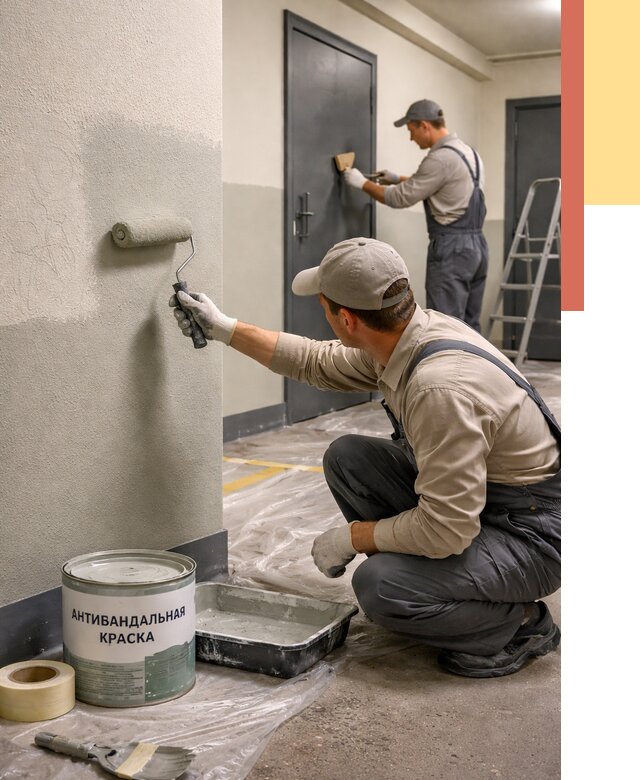 Покраска стен антивандальной краской в Горячем Ключе от 4650 руб./м² под ключ | ОТДЕЛОЧНИК-Грч