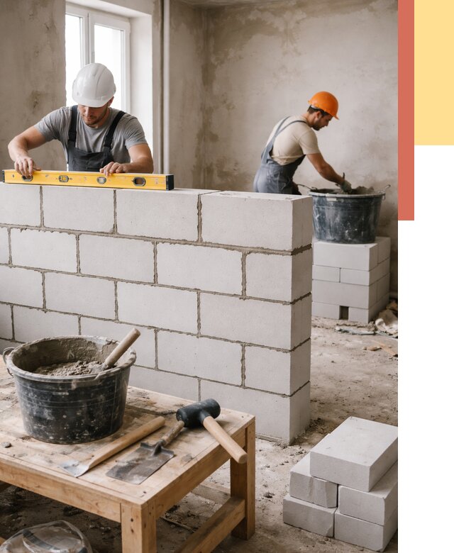 Кладка перегородок из газобетона в Горячем Ключе от 3307 руб. под ключ | ОТДЕЛОЧНИК-Грч