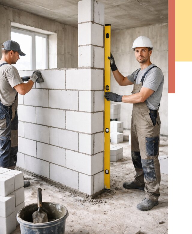 Кладка перегородок из пеноблока в Горячем Ключе от 1860 руб. под ключ | ОТДЕЛОЧНИК-Грч