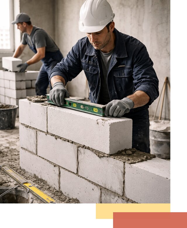 Кладка перегородок из пеноблока под ключ в Горячем Ключе