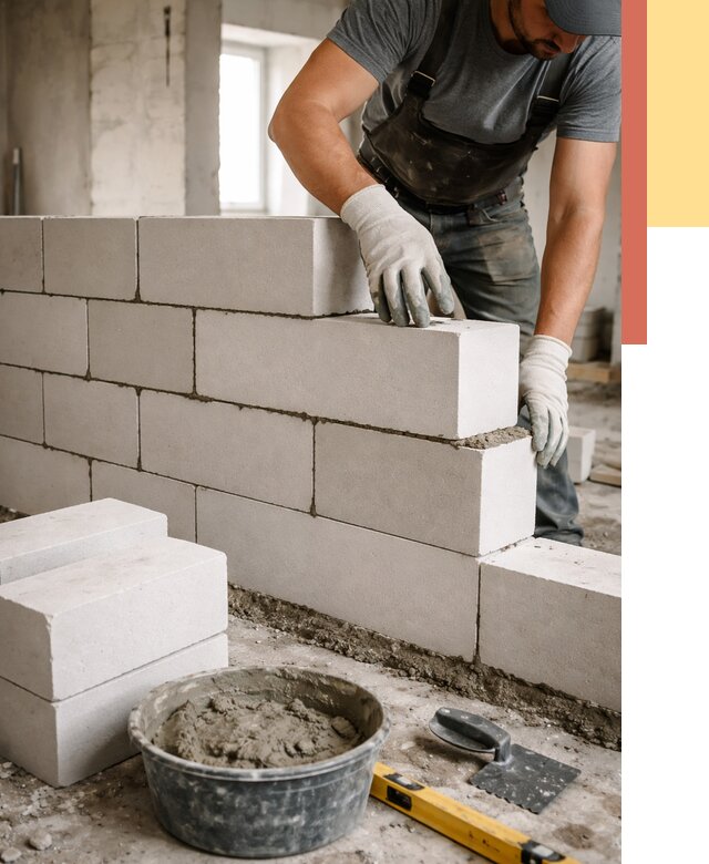 Кладка перегородок из силикатного блока в Горячем Ключе от 4133 руб. под ключ | ОТДЕЛОЧНИК-Грч