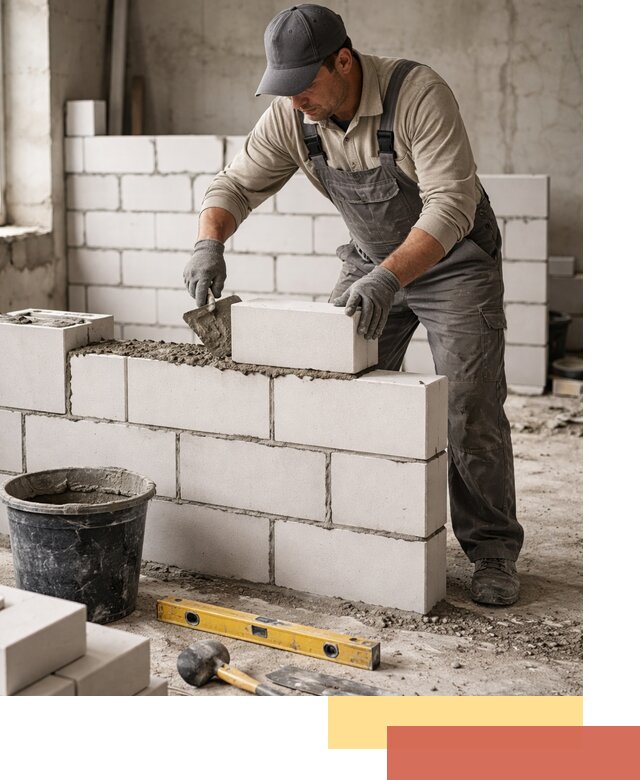 Кладка перегородок из силикатного блока в Горячем Ключе