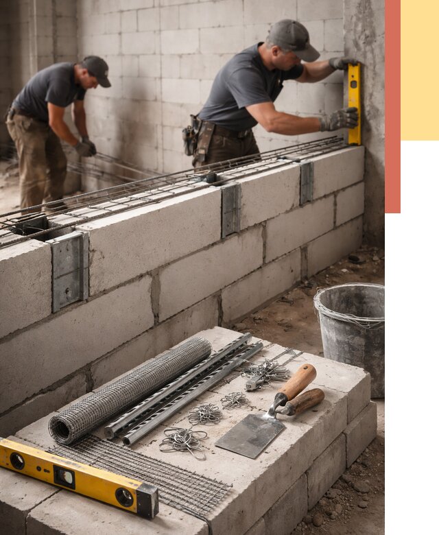 Армирование кладки перегородок в Горячем Ключе от 775 руб. под ключ | ОТДЕЛОЧНИК-Грч