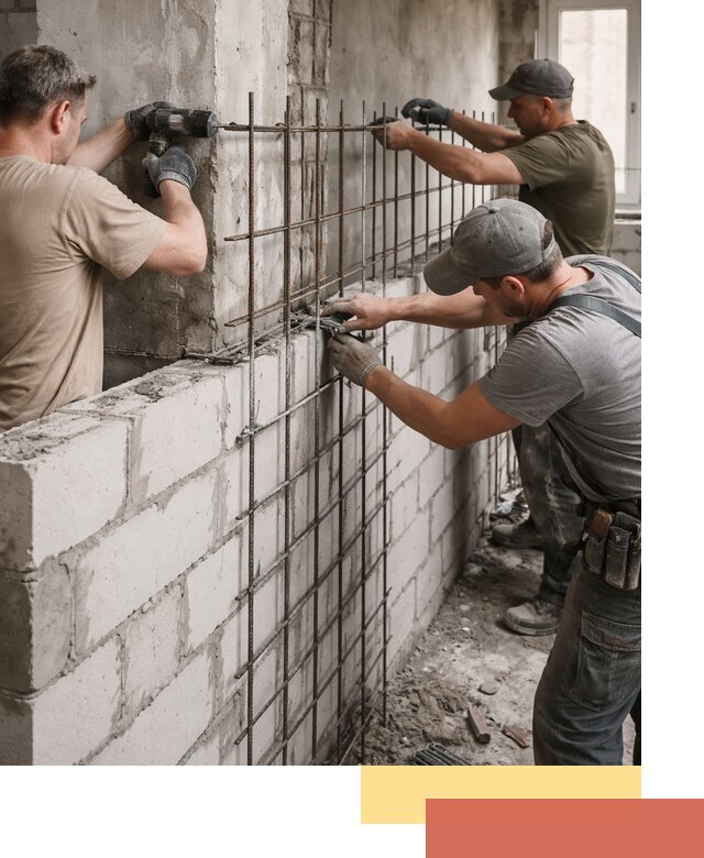 Армирование кладки перегородок в Горячем Ключе профессионально и надёжно