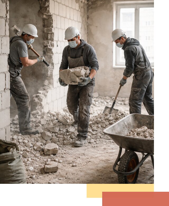 Демонтаж блочных перегородок в Горячем Ключе быстро и аккуратно