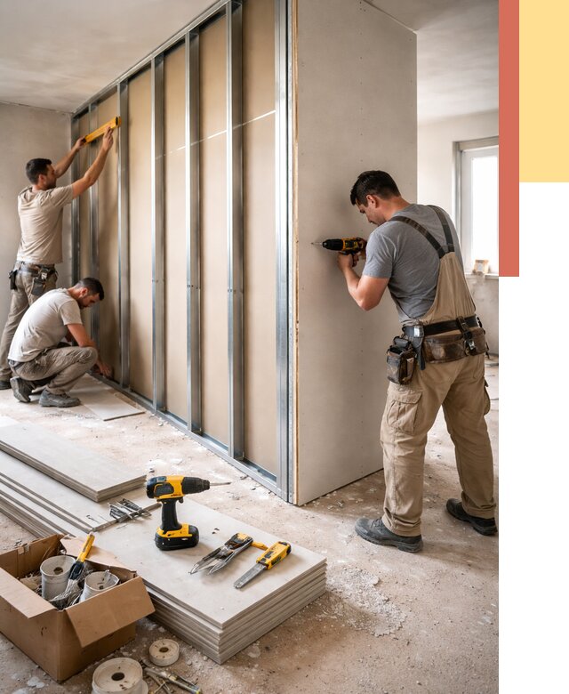 Монтаж однослойной перегородки из гипсокартона в Горячем Ключе от 672 руб. | ОТДЕЛОЧНИК-Грч