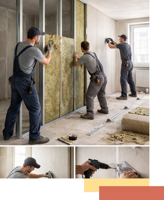 Перегородка из гипсокартона с шумоизоляцией в Горячем Ключе — монтаж под ключ