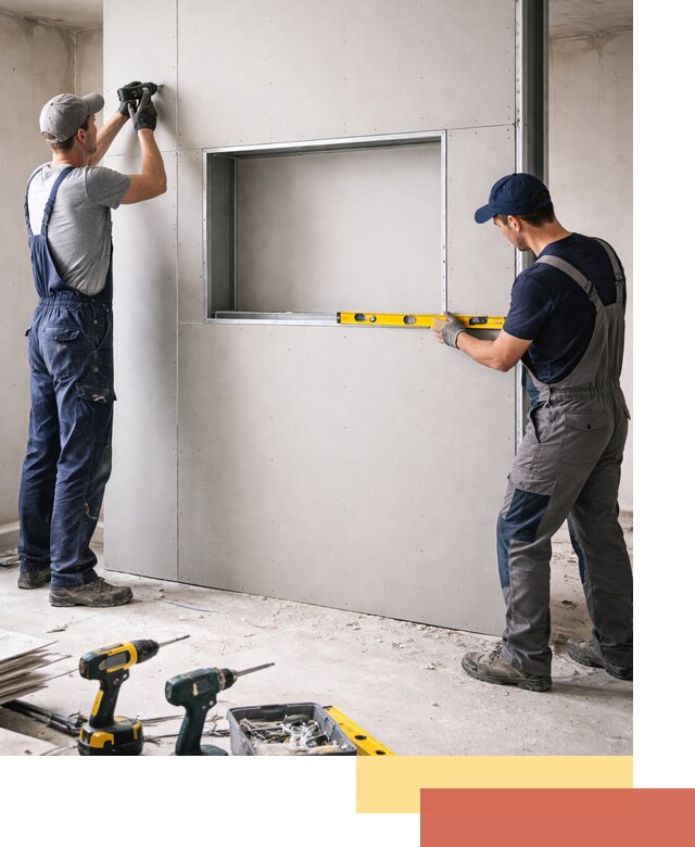 Перегородка из гипсокартона с нишей под декор в Горячем Ключе