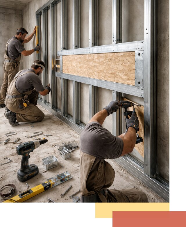 Усиленная перегородка для крепления тяжёлых конструкций в Горячем Ключе