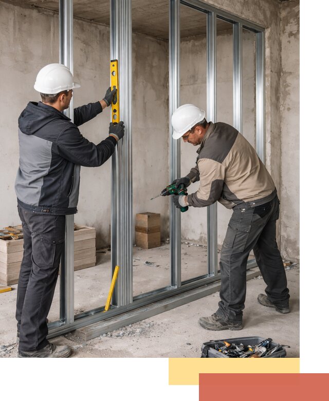 Монтаж каркаса перегородки из профиля в Горячем Ключе