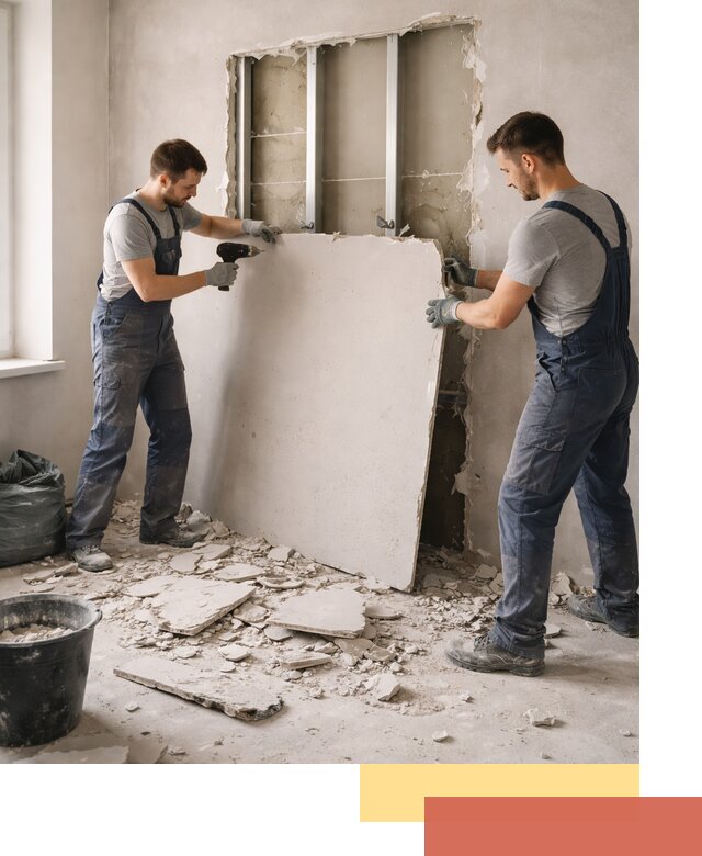 Демонтаж перегородки из гипсокартона в Горячем Ключе быстрый и аккуратный