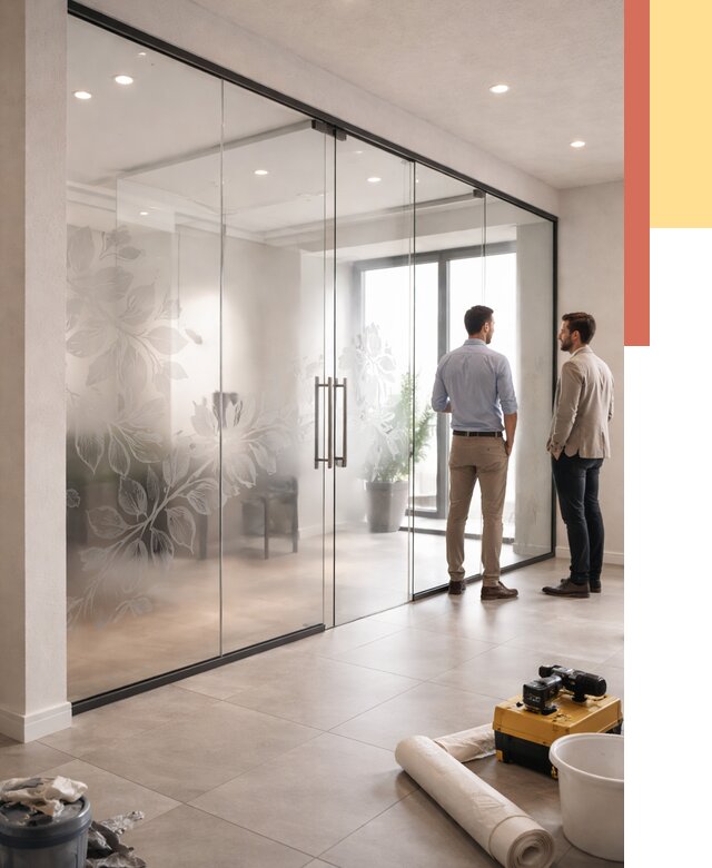 Стеклянные перегородки с рисунком в Горячем Ключе от 12916 руб. монтаж и нанесение | ОТДЕЛОЧНИК-Грч