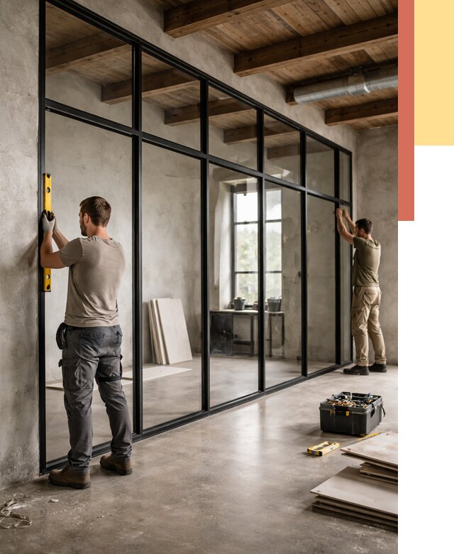 Стеклянные перегородки лофт в Горячем Ключе от 10850 руб. под ключ | ОТДЕЛОЧНИК-Грч