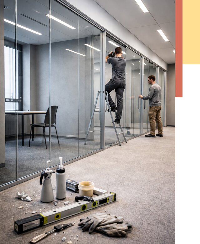 Стеклянные офисные перегородки в Горячем Ключе от 8783 руб. — монтаж и установка | ОТДЕЛОЧНИК-Грч