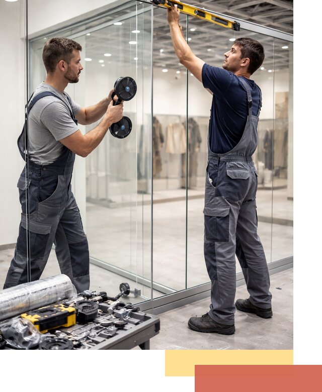 Стеклянные перегородки для магазинов в Горячем Ключе — монтаж и установка