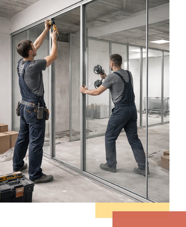 Алюминиевые перегородки со стеклом в Горячем Ключе — изготовление и монтаж