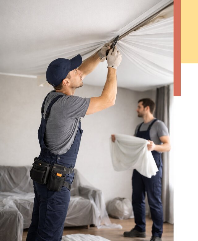 Демонтаж натяжного потолка в Горячем Ключе от 4650 руб. — снятие и разбор под ключ | ОТДЕЛОЧНИК-Грч