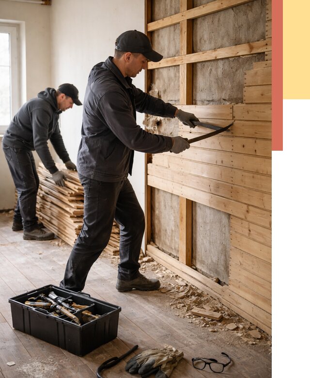 Демонтаж вагонки в Горячем Ключе от 3927 руб/м2 — быстро и недорого | ОТДЕЛОЧНИК-Грч