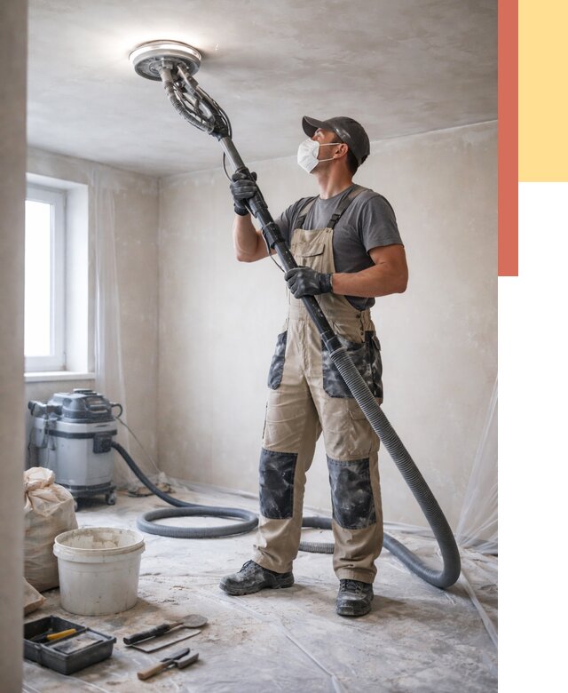 Шлифовка потолка в Горячем Ключе от 3617 руб. — услуги шлифования потолка | ОТДЕЛОЧНИК-Грч