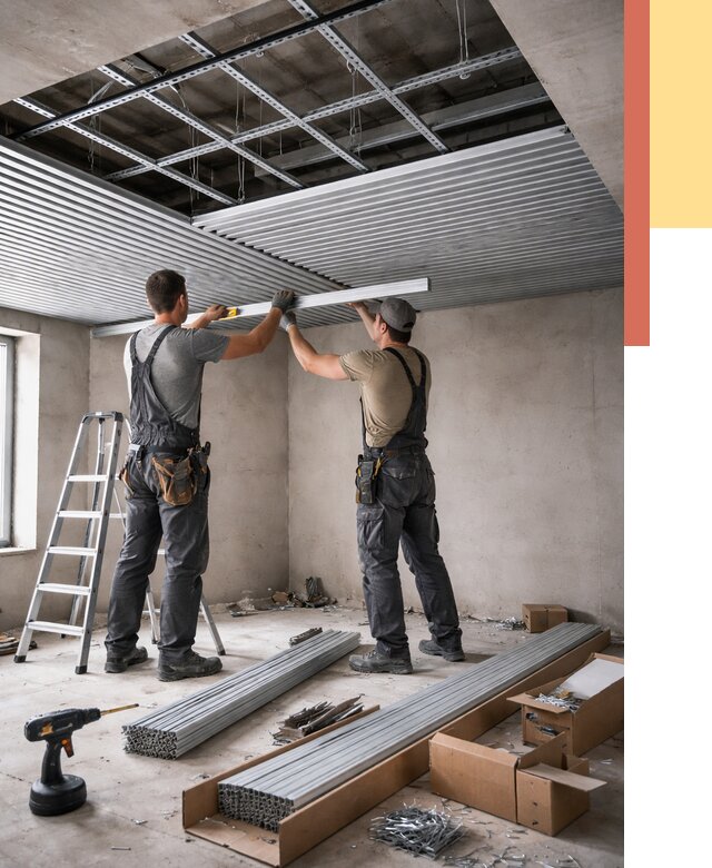 Монтаж реечного потолка в Горячем Ключе от 4650 руб. под ключ | ОТДЕЛОЧНИК-Грч