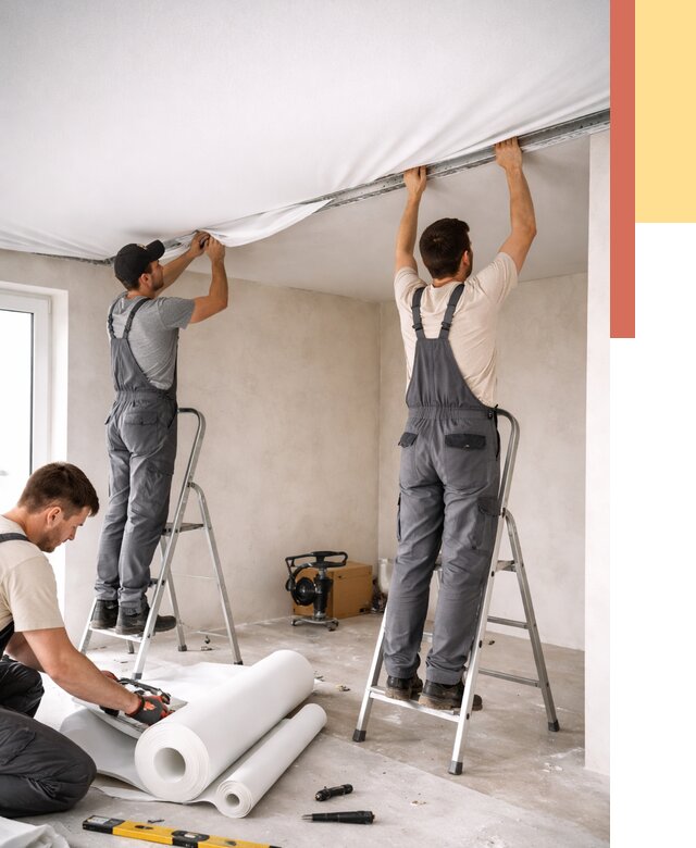 Монтаж тканевого натяжного потолка в Горячем Ключе от 3617 руб. под ключ | ОТДЕЛОЧНИК-Грч