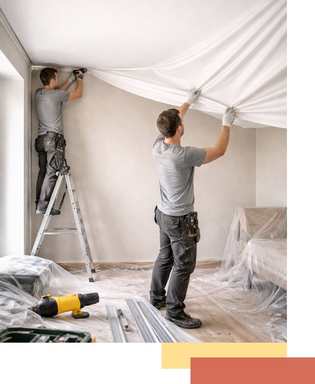 Монтаж тканевого натяжного потолка в Горячем Ключе недорого и быстро