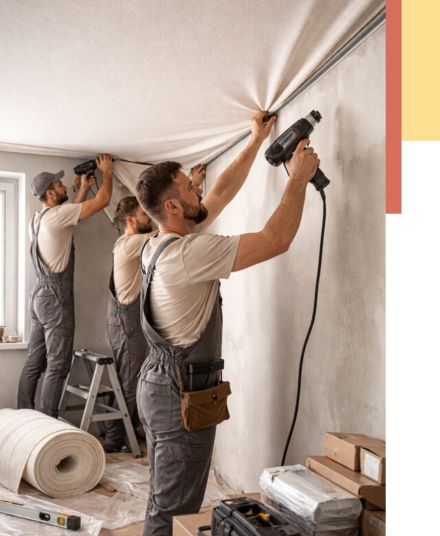 Монтаж фактурного натяжного потолка в Горячем Ключе от 775 руб. — ОТДЕЛОЧНИК-Грч