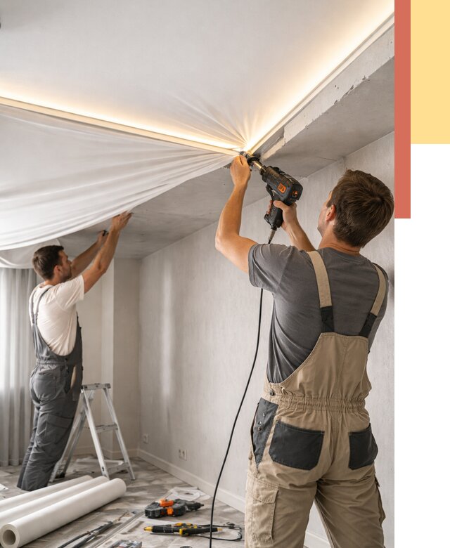 Монтаж натяжного потолка с подсветкой в Горячем Ключе от 982 руб. | ОТДЕЛОЧНИК-Грч