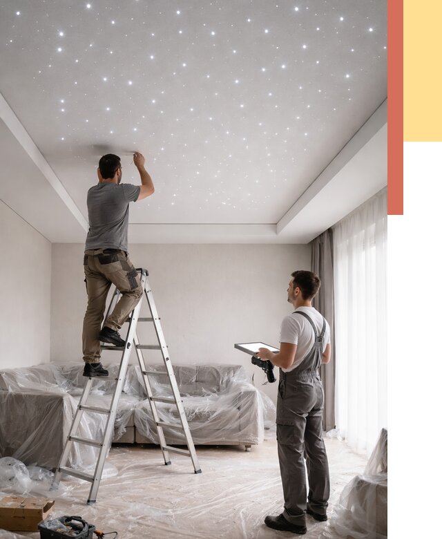 Монтаж натяжного потолка «звездное небо» в Горячем Ключе от 6716 руб. | ОТДЕЛОЧНИК-Грч