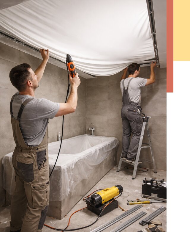 Монтаж натяжного потолка в ванной в Горячем Ключе от 1240 руб. под ключ | ОТДЕЛОЧНИК-Грч