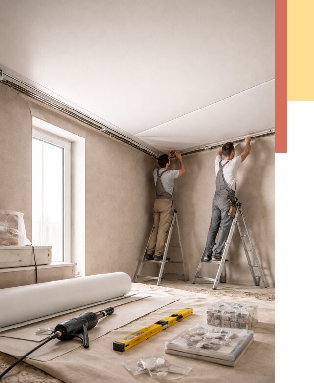 Монтаж натяжного потолка в спальне в Горячем Ключе от 3927 руб. под ключ | ОТДЕЛОЧНИК-Грч