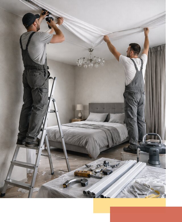 Монтаж натяжного потолка в спальне в Горячем Ключе