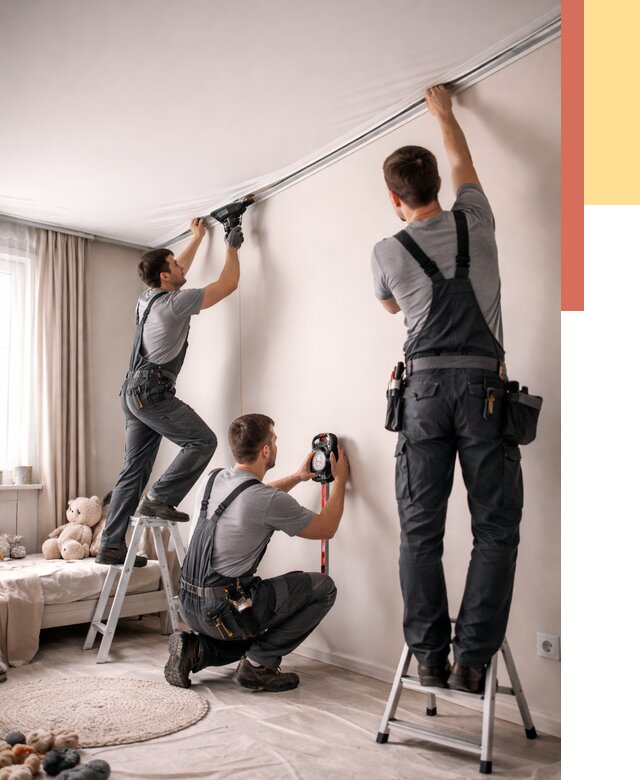 Монтаж натяжного потолка в детской в Горячем Ключе от 3617 руб. — быстро и недорого | ОТДЕЛОЧНИК-Грч